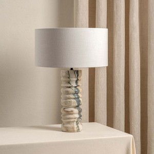 Lámpara de Mesa de Mármol Estilo Francés, Pantalla de Tambor de 40 cm, Bombilla LED E27, Lámpara Decorativa para Dormitorio, Estudio, Hotel - Product Image 3