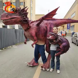 Costume da dinosauro realistico Animatronic a grandezza naturale di alta qualità Costume da dinosauro drago volante occidentale Jurassic Live Walking Show