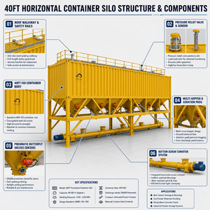 Mobile Horizontal Silo 30T 50T Foundation-Free Portable Cement Storage Silo with Vertical Auger Conveyor <strong>for</strong> <strong>Sale</strong> - Product Image 2