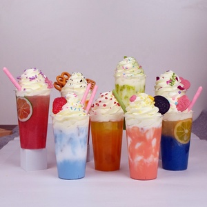Modelo de batido falso de 500ml para decoración de escaparates de tiendas de té boba, zumos de frutas, postres espolvoreados, matcha DIY, galletas y crema de vainilla - Product Image 1