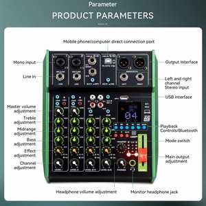 Mixer Audio 6 kanal, Mixer Audio profesional dengan OTG livestream record Studio Home <span class=keywords><strong>DJ</strong></span> Recording <span class=keywords><strong>Controller</strong></span> dengan 48V Phantom Power - Product Image 2