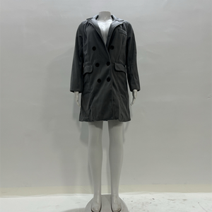 Vendita calda nuovo cappotto da <span class=keywords><strong>donna</strong></span> autunno inverno Plus Size traspirante tinta in tinta unita doppio petto a manica lunga soprabito <span class=keywords><strong>Trench</strong></span> - Product Image 4