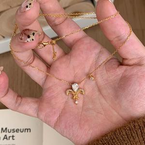 Collier pendentif iris en argent pur S925, style antique, luxe, design de niche, luxe léger, sensation haut de gamme, chaîne de cou, fermoir inclus - Product Image 1