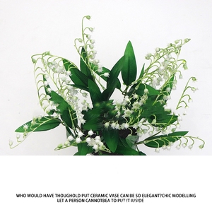 Decoración de Boda de Alta Calidad, Flores Pequeñas Simuladas con Hojas Verdes, Lirio de los Valles de Plástico Individual - Product Image 4