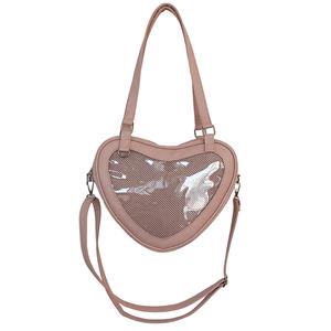 לב בצורת שקוף אופנתי ססגוניות תיק jk אחיד lolita שקוף לב בצורת לב pu שקית crossbody שקית הגוף - Product Image 6