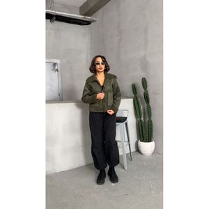 TOPSHOW Women's Khaki <b>Suede</b> Plush Lined Winter <b>Jacket</b> - Warm and Stylish Outerwear Coat for Autumn and Winter - Product Image 3