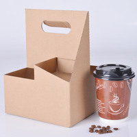Porte-gobelets en papier kraft jetable à paroi simple, personnalisé et économique, avec poignée, pour boissons chaudes, thé et café