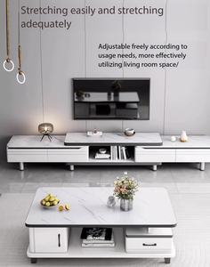 Modern Extendable <strong>TV</strong> Stand Coffee Table Set Marble Texture Storage Drawer Living Room Furniture Modern <strong>TV</strong> <strong>Unit</strong> - Product Image 2