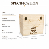 Boîte à vin en bois portable pour 6 bouteilles avec logo personnalisé professionnel, pour emballages de cadeaux de vin de luxe
