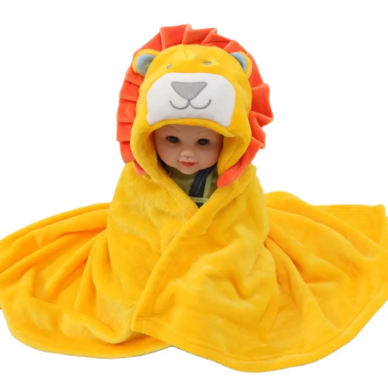 अल्ट्रा नरम बच्चों hooded कंबल बच्चे स्नान तौलिया प्यारा शेर डिजाइन आलीशान डाकू