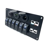 Panneau d'interrupteur à bascule 3 gangs encastré 50amp prise Anderson grise pour camion de bateau de camping-car de caravane