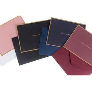 Cartes de remerciement personnalisées avec bordure dorée et enveloppes assorties pour les cadeaux d'anniversaire et de mariage - Product Image 2