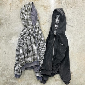 Sweat-shirt à capuche réversible surdimensionné personnalisé avec fermeture éclair, design patchwork à double couche, style streetwear, par un fabricant de vêtements - Product Image 1