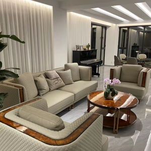 Cómodo sofá Seccional de cuero italiano relajante diseño minimalista moderno de acero inoxidable de alta calidad Foshan - Product Image 5