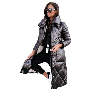 Temperament Commuter Lapel Top Chaqueta acolchada de manga larga con cremallera <span class=keywords><strong>Abrigos</strong></span> largos de gran tamaño para <span class=keywords><strong>mujer</strong></span> - Product Image 2