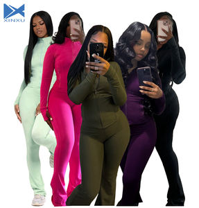 XINXU Novità 2024 Completo Sportivo da Donna Due Pezzi con Top a Maniche Lunghe con Zip e Leggings da Palestra a Vita Alta - Product Image 1