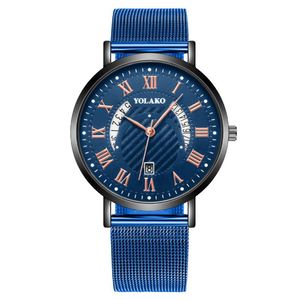 Fashion Roman Pattern Men's Mesh Milan Strap Quartz Watch Processing Customization - Product Image 3