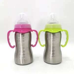high quality baby water bottle popular in India 18/8 stainless steel baby feeding bottle with Nipple