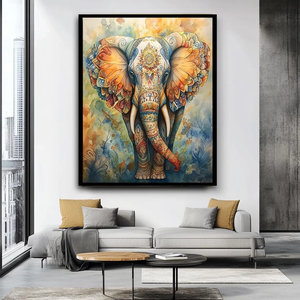 Commande en gros : <span class=keywords><strong>Art</strong></span> mural éléphant mandala coloré, toile éléphant bohème complexe, œuvre d'<span class=keywords><strong>art</strong></span> animale vibrante, spirituelle et artistique - Product Image 1
