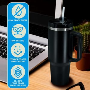 Custom logo 30 40 oz Cup H2.0 Travel Mug 40oz Stainless Steel Outdoor <b>Tumbler</b> <b>with</b> <b>Handle</b> <b>and</b> <b>Straw</b> - Product Image 5