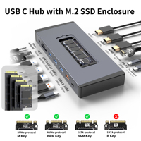 Station d'accueil Thunderbolt 4 15 en 1 avec double HDTV 4K, DP 1.4, 100W PD, M.2 NVMe et SSD SATA, SD/TF, Gigabit LAN pour ordinateur portable