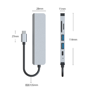 Vente en gros Adaptateur concentrateur USB Type C 6 en 1 avec lecteur de <span class=keywords><strong>carte</strong></span> multiport Lecteur <span class=keywords><strong>SD</strong></span> USB3.0 TF PD tout en un pour accessoires informatiques - Product Image 5