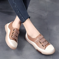 Chaussures plates pour femmes, en cuir véritable, à semelle souple, décontractées, respirantes, fines, pour étudiantes, été