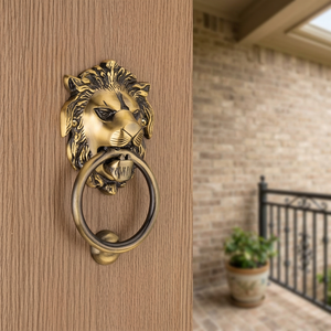 Handcrafted Vintage Brass Lion Head Door Knocker Heavy Duty Decorative Front Door Ring Knocker <b>Rustic</b> Antique Entryway Hardware - Product Image 5