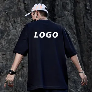 Camiseta masculina unissex grande e alta qualidade, camiseta de algodão com 230 gramas de peso, impressão de logotipo personalizada, tamanho grande