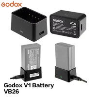 Godox Flash V1 Chargeur VC26 Li-ion Batterie DC 7.2V 3000mAh 21.6Wh VC26 + Batterie type C Chargeur pour Flash V1 Flash Speedlight