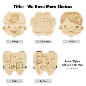 Đầu tiên <span class=keywords><strong>Curl</strong></span> rụng lá răng Saver Bộ nhớ container Cổ Tích gỗ lưu niệm bé hộp răng cho trẻ em Bộ nhớ - Product Image 5