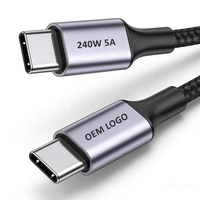 Câble USB C 3m 240W 5A Charge Rapide Type C Câble Personnalisé en Usine 1m 2m 3m Nylon Tressé USB-C vers USBC Chargeur de Données Type-C