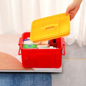 Children's Toy Storage Box Rectangle Portable Organizer For Building Blocks And Lego With Yellow Lid Red Body - Product Image 3