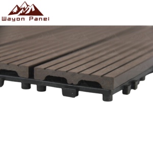 Projet de terrasse extérieure Wayon résistant à l'humidité - Plancher en <span class=keywords><strong>bois</strong></span> de teck WPC avec panneaux décoratifs à clipser - Carreaux de terrasse en relief à faire soi-même - Product Image 3