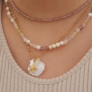 Summer Style Beach Starfish Dolphin Shell DIY Pendentif <span class=keywords><strong>Collier</strong></span> en acier inoxydable plaqué or 18K Couleur Préservation <span class=keywords><strong>Collier</strong></span> Nom - Product Image 2