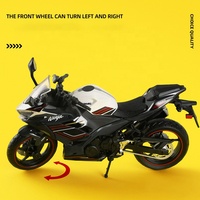 Modèle de moto Kawasaki Ninja 400 en métal moulé sous pression 1:12, jouet pour enfants avec direction avant, décoration, simulation de moto en métal, voitures moulées sous pression
