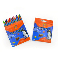 Ensemble de 12 crayons de cire non toxiques pour enfants, crayons de dessin sûrs, logo personnalisé, crayons d'art pour enfants, fournitures scolaires d'art