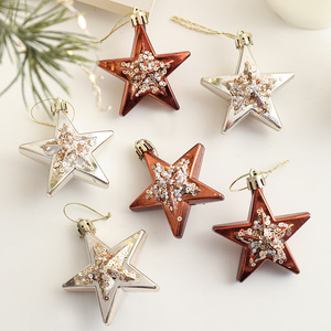 Plastic Glitter Christmas Tree <b>Star</b> Ornaments <b>Hanging</b> Christmas Pinecone Ornaments for Christmas Tree - Product Image 3