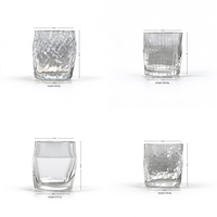 Verre à whisky à base épaisse irrégulière, gobelet texturé effet roche, verrerie cannelée martelée style glacier pour bourbon, latte glacé, café