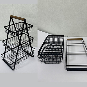 2-Tier Foldable Iron Kitchen Storage Rack Handle Adjustable Durable Easy Clean for Vegetable Cosmetic <b>Makeup</b> <b>Holder</b> Bathrooms - Product Image 4
