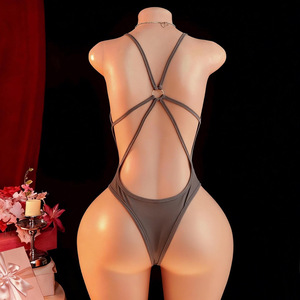 ชุดนอนซูคุมิซึแบบจั๊มสูทเซ็กซี่ ไร้ตะเข็บ เปิดเป้า ผ้าไหมน้ำแข็งเนื้อแน่น ยั่วยวน โพลีเอสเตอร์ เทอรีลีน - Product Image 2