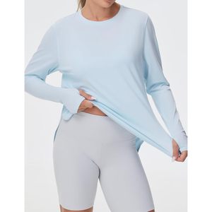 Camiseta Deportiva de Manga Larga para Mujer, Ligera, de Algodón, Cuello Redondo, para Yoga, con Orificios para los Pulgares - Product Image 4