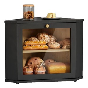 Asaki Wooden Bread Box Double Layer Desktop <b>Storage</b> <b>Kitchen</b> Condiment Rack - Product Image 3