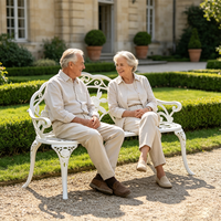 Ensemble table et chaises de jardin en aluminium moulé blanc, durable, pour deux personnes, style moderne, pour extérieur, villa, balcon