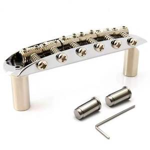 Premium verchroomde 6-snarige verstelbare gitaarbrug-staartstuk voor Jazzmaster Jaguar Mustang elektrische gitaren - Product Image 2