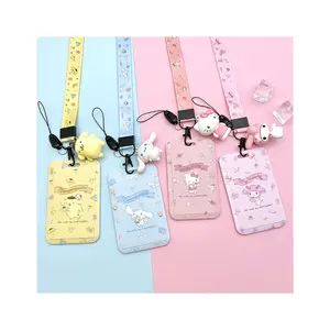 Hot Selling Cute Sanrio Figure Cinnamoroll Kuromi My Melody Kawaii Id Card Holder Anime Sleutelhanger Hanger Kaarthouders Voor Meisje