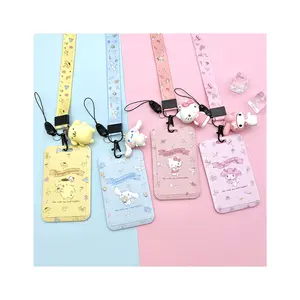 Vente chaude mignon Sanrio Figure cannelle Kuromi ma mélodie KAWAII porte-carte d'identité Anime porte-clés pendentif porte-cartes pour fille