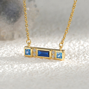Hot Sale Stylish Gold Crystal Brass Bar Necklace Trendy Gift Link Design Claw Setting Fashionable Geometric Zircon 14K Gold - Product Image 4