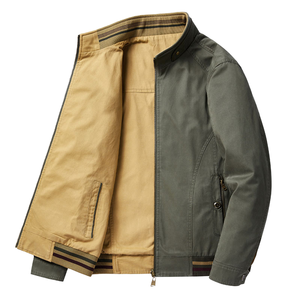 Custom Men's Zip-up Bomber Jacket 100% Cotton Crocheted Weaving Mandarin Collar Casual for Spring Work <b>Winter</b> Jacket - Product Image 2