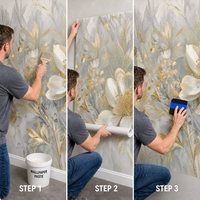 Papier peint mural floral personnalisé en argent et or brillant, toile huilée de luxe avec motif de pivoine pour salon, chambre à coucher, hôtel